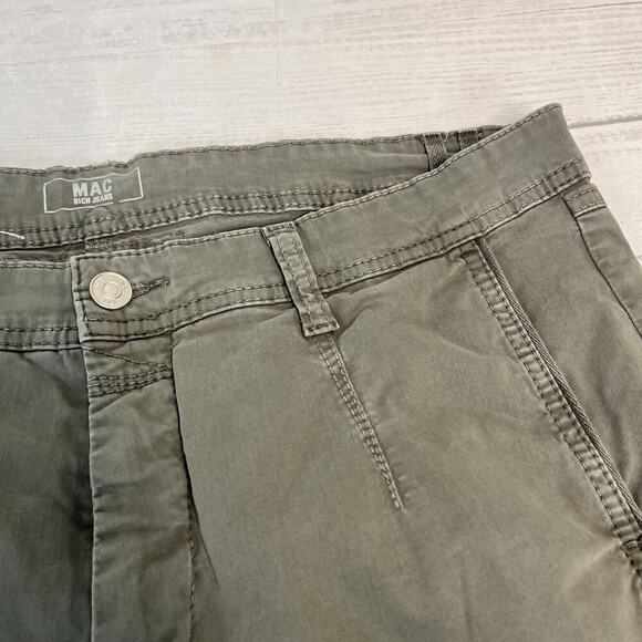 MAC Rich Jeans Cargo Pants Women’s Size 44/28 Green Cotton Stretch Utility Zip - Picture 4 of 10